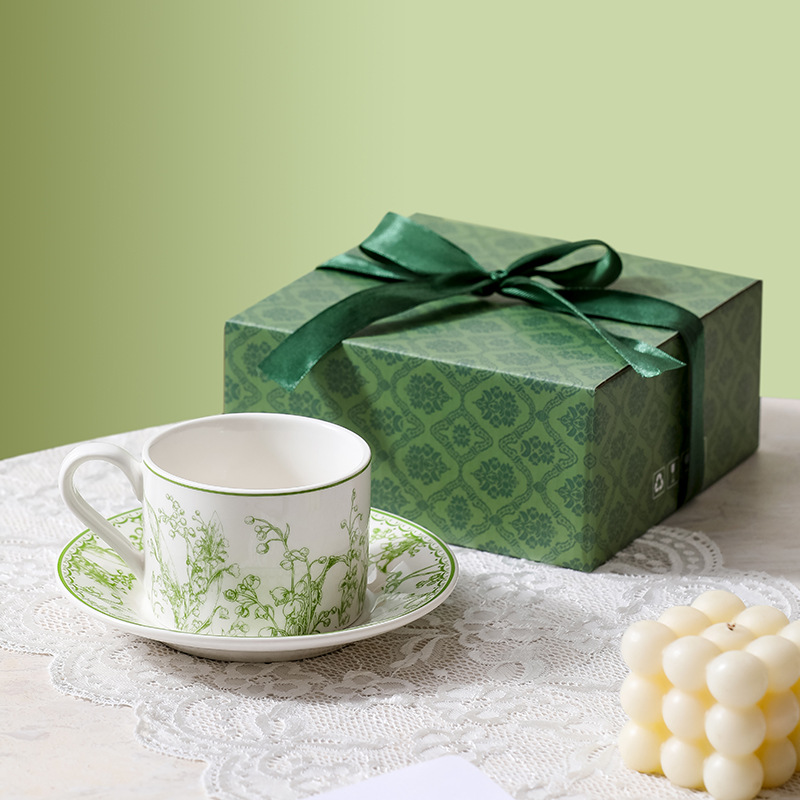 Coffee Tea English - スズランコーヒーカップ＆ソーサーギフトセット 北欧風セラミックマグカップ イギリス式アフタヌーンティーカップセット 女性へのギフト