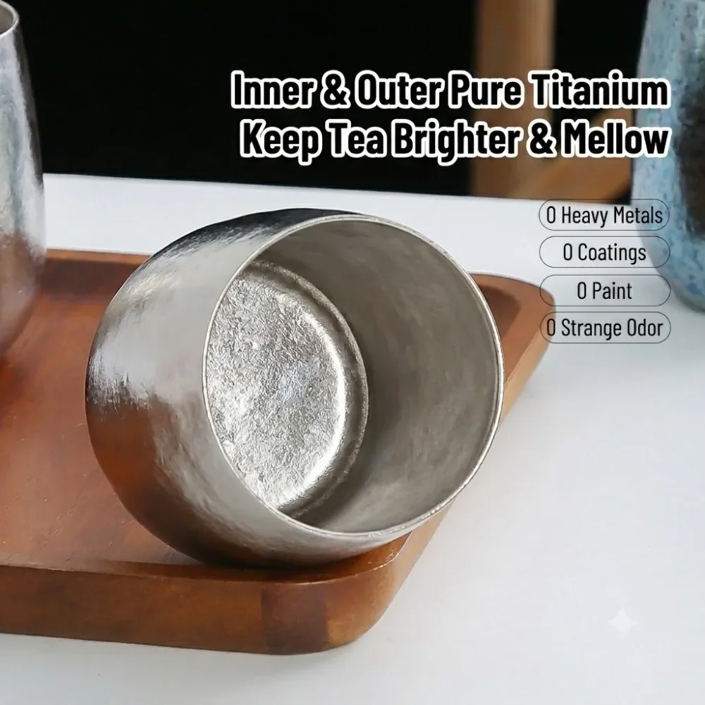 Coffee Tea For Me - 純チタン二重壁コーヒーマグカップ、家庭用、オフィス用、お茶、ビール、ジュース用、高級感のある280ml屋外用エッグマグカップ