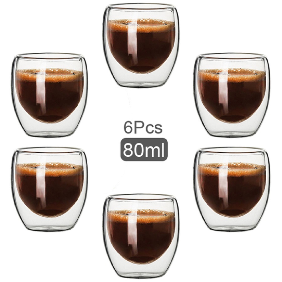 Coffee Tea For Me - ダブルウォールカップ,コーヒーカップ,カプチーノ,デラックス,オイルミルクカップ,カプチーノ,ティーカップ,2.7オンス,6セット