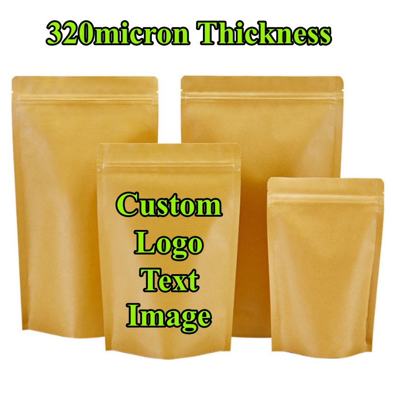 Coffee Tea Logo - 100枚入り自立式クラフト紙アルミジップロック保存袋 DIYカスタムロゴ入り抹茶ココアパウダーコーヒー紅茶スパイスキャンディビーフパウチ