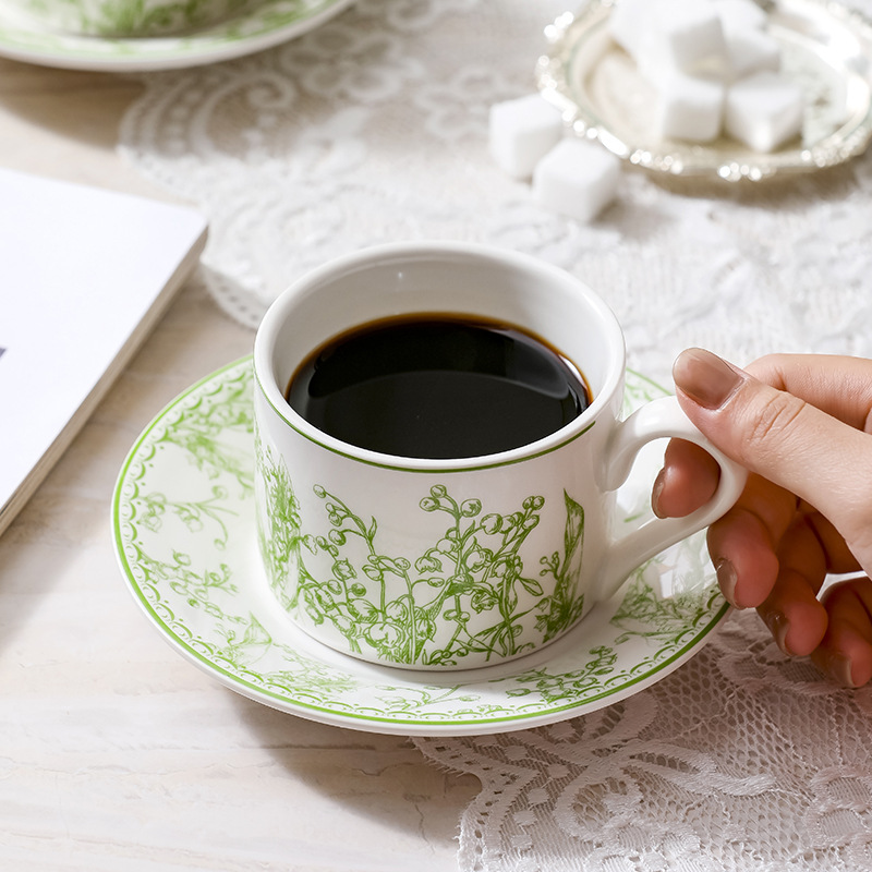 スズランコーヒーカップ＆ソーサーギフトセット 北欧風セラミッ - Coffee Tea English のレビューと価格