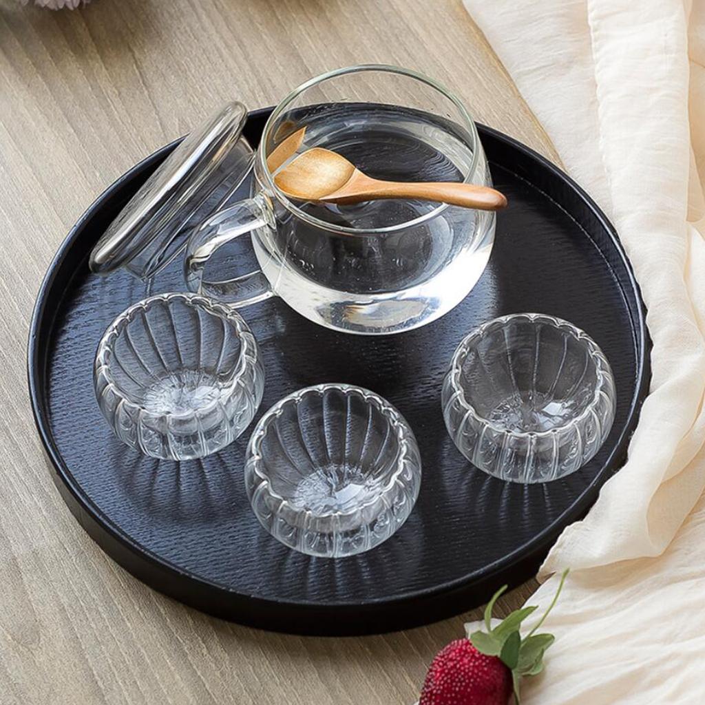 木製ティートレイ クラシックペイント装飾ラウンドプラッター  - Coffee Or Tea Please のレビューと価格