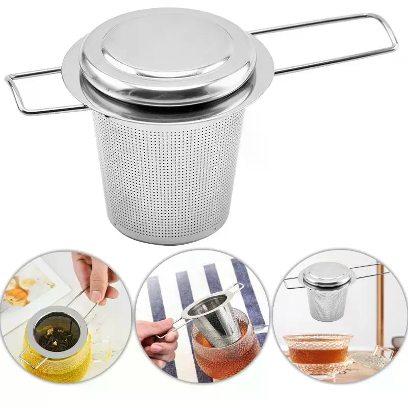 ステンレス製の茶こし、蓋付き、再利用可能なカップストレーナー - Coffee Tea And Leaf のレビューと価格
