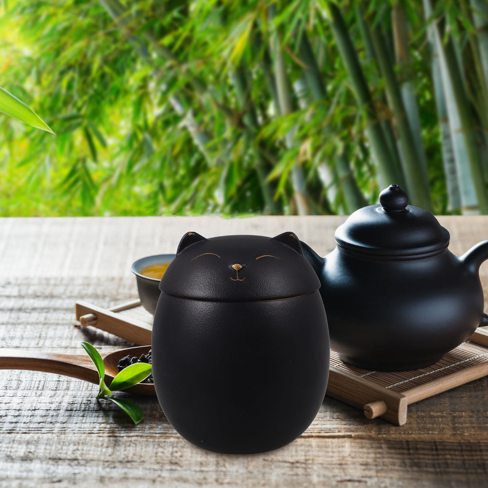 蓋付きセラミック製猫型密閉茶葉保存容器、ルーズリーフティー、 - Coffee Tea And Leaf のレビューと価格