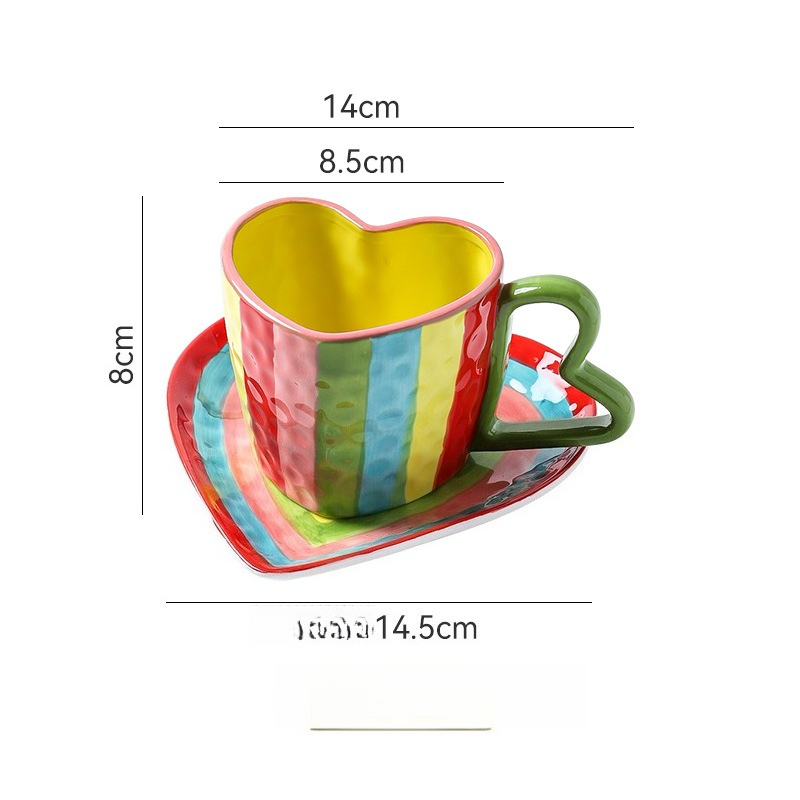 レインボーラブカッププレートホームクリエイティブカップルセラ - Coffee Tea Festival のレビューと価格