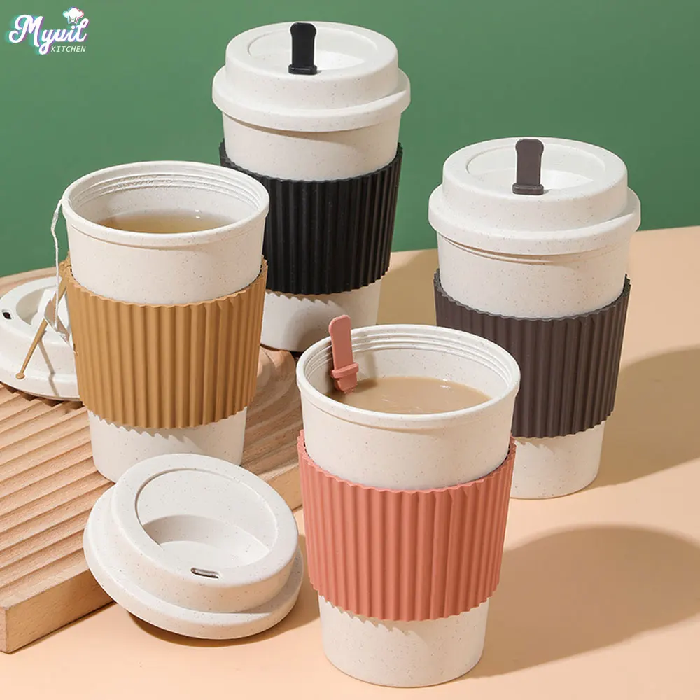 450 ミリリットルコーヒーカップ蓋付き小麦ストロー再利用可 - Coffee Tea For Me のレビューと価格