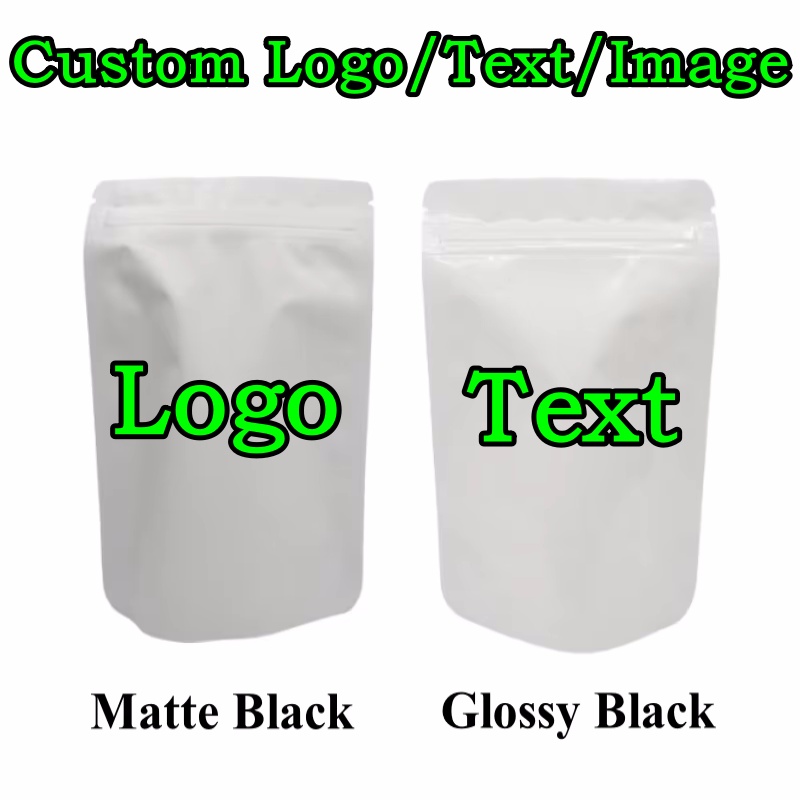100 個スタンドアップマット/光沢のある白アルミ箔ジップロ - Coffee Tea Logo のレビューと価格